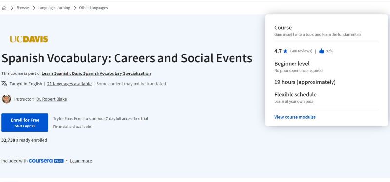 Spanish Vocabulary And Careers and Social Events